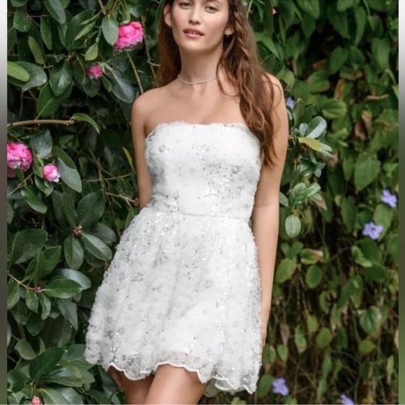 Altar'd State Strapless White Floral Dress